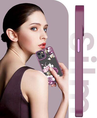 بالنسبة إلى iPhone-15 Case+حامي شاشة الزجاج المقسّر ، فإن الصفاء العسكري النحيف الناعم والكمبيوتر الشخصي الصلب ، غلاف حالة زهرة Clastal Clastal Clastal لـ iPhone 15-JD in Kuwait