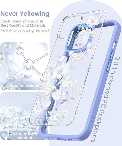 بالنسبة إلى iPhone-15 Case+حامي شاشة الزجاج المقسّر ، فإن الصفاء العسكري النحيف الناعم والكمبيوتر الشخصي الصلب ، غلاف حالة زهرة Clastal Clastal Clastal لـ iPhone 15-JD in Kuwait