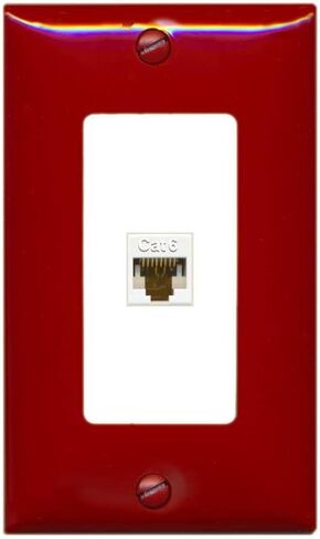 Riteav 1 Port Cat6 Ethernet Wall Plate Jack Female -Female - 1 Gang [Brown/Brown] in Saudi Arabia