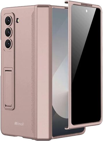 Miimall for Samsung Galaxy Z Fold 5 Case with Privacy Screen Protector, Built-in Adjustable Kickstand & Magnetic Hinge Protection All-Inclusive Protective Case for Galaxy Z Fold 5 5G(Silver) in Saudi Arabia