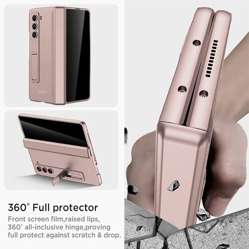 Miimall for Samsung Galaxy Z Fold 5 Case with Privacy Screen Protector, Built-in Adjustable Kickstand & Magnetic Hinge Protection All-Inclusive Protective Case for Galaxy Z Fold 5 5G(Silver) in Saudi Arabia