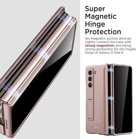 Miimall for Samsung Galaxy Z Fold 5 Case with Privacy Screen Protector, Built-in Adjustable Kickstand & Magnetic Hinge Protection All-Inclusive Protective Case for Galaxy Z Fold 5 5G(Silver) in Saudi Arabia