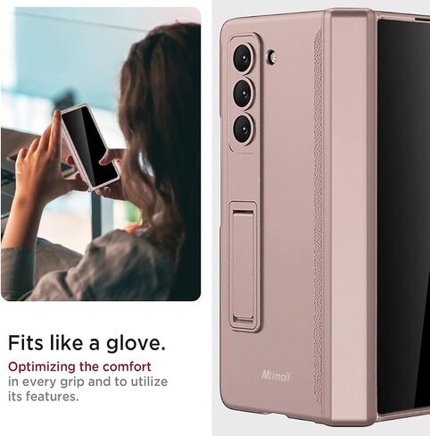 Miimall for Samsung Galaxy Z Fold 5 Case with Privacy Screen Protector, Built-in Adjustable Kickstand & Magnetic Hinge Protection All-Inclusive Protective Case for Galaxy Z Fold 5 5G(Silver) in Saudi Arabia
