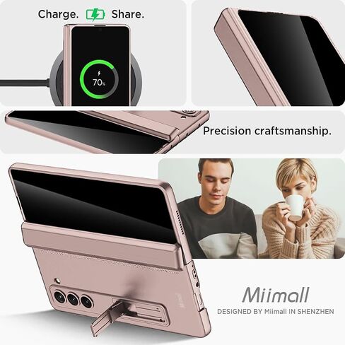 Miimall for Samsung Galaxy Z Fold 5 Case with Privacy Screen Protector, Built-in Adjustable Kickstand & Magnetic Hinge Protection All-Inclusive Protective Case for Galaxy Z Fold 5 5G(Silver) in Saudi Arabia
