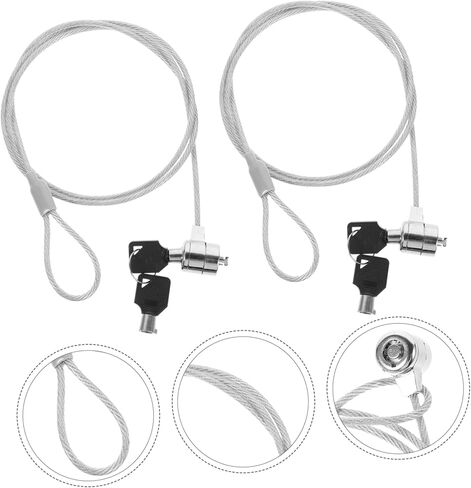 HOMSFOU 2SETS LAPTOP Locking Locking Cable Security Lock لأجهزة الكمبيوتر المحمولة شاشات وأجهزة اللوحات الرئيسية -دوران الأجهزة والتصميم القوي in Saudi Arabia
