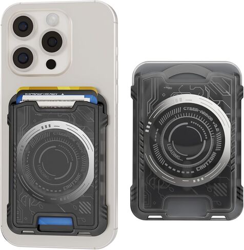 Cyberpunk Futuristic Magsafe Wallet, Magnetic Cell Phone Wallet for RFID, Holder 3 Cards, Mag-safe Compatible with iPhone 16/15/14/13 Series(Not for 13/12mini)， White in Kuwait