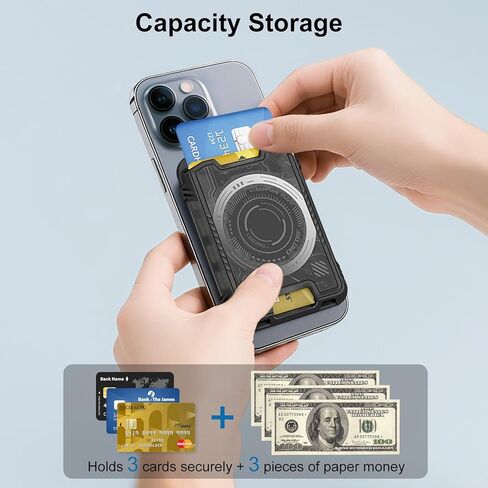 Cyberpunk Futuristic Magsafe Wallet, Magnetic Cell Phone Wallet for RFID, Holder 3 Cards, Mag-safe Compatible with iPhone 16/15/14/13 Series(Not for 13/12mini)， White in Kuwait