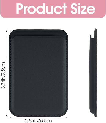 Cell Phone Card Holder, Stronger Magnetic Card Holder for Phone Case, Leather Magnetic Wallet Cell Holders for Credit Cards RFID Blocking, Fit 3 Cards (Black) in Kuwait