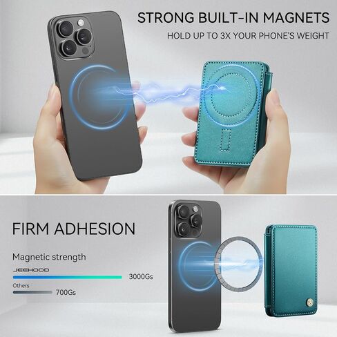 حظر RFID لحامل البطاقة المغناطيسي Magsafe Wallet ، محفظة الهاتف الجلدية البسيط الفائقة القوية من أجل iPhone 16 15 14 13 12 ، متوافقة مع Magsafe ، Black in Kuwait