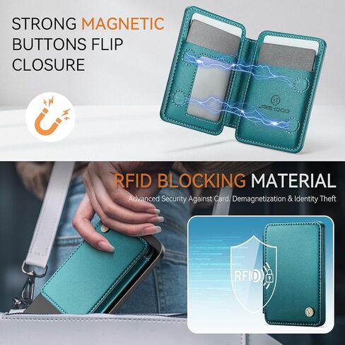 حظر RFID لحامل البطاقة المغناطيسي Magsafe Wallet ، محفظة الهاتف الجلدية البسيط الفائقة القوية من أجل iPhone 16 15 14 13 12 ، متوافقة مع Magsafe ، Black in Kuwait