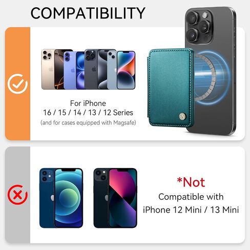 حظر RFID لحامل البطاقة المغناطيسي Magsafe Wallet ، محفظة الهاتف الجلدية البسيط الفائقة القوية من أجل iPhone 16 15 14 13 12 ، متوافقة مع Magsafe ، Black in Kuwait