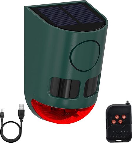 Solar Motion Sensor Alarm with ultrasonic, Motion Sensor Dog Barking 129dB Noise Maker, Ultrasonic Motion Sensor Alarm with Remote Controller, 4 Work Modes for Farm, Barn, Yard (1 Pack) in Saudi Arabia
