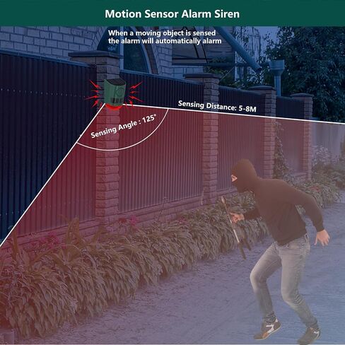 Solar Motion Sensor Alarm with ultrasonic, Motion Sensor Dog Barking 129dB Noise Maker, Ultrasonic Motion Sensor Alarm with Remote Controller, 4 Work Modes for Farm, Barn, Yard (1 Pack) in Saudi Arabia