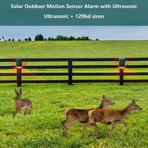Solar Motion Sensor Alarm with ultrasonic, Motion Sensor Dog Barking 129dB Noise Maker, Ultrasonic Motion Sensor Alarm with Remote Controller, 4 Work Modes for Farm, Barn, Yard (1 Pack) in Saudi Arabia