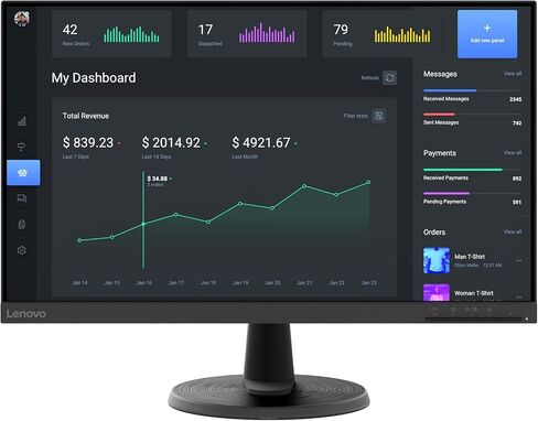 Lenovo D24-40 Monitor, 23.8" FHD Display, Tilt Stand, HDMI and VGA Ports, 75Hz Refresh Rate, AMD FreeSync, 250 nits, Raven Black in Saudi Arabia