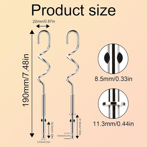 2pcs 990143000 Mixer Dough Hook for Hamilton, Stainless Steel Hand Mixer Replacement Beaters Attachments Dough Hook Accessories Compatible with Hamilton Beach 62630R 62632R 62633R in Saudi Arabia