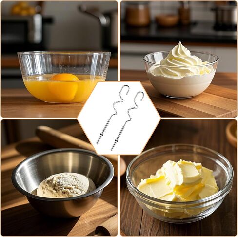 2pcs 990143000 Mixer Dough Hook for Hamilton, Stainless Steel Hand Mixer Replacement Beaters Attachments Dough Hook Accessories Compatible with Hamilton Beach 62630R 62632R 62633R in Saudi Arabia