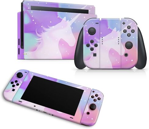 Zoomhitskins متوافق مع غطاء الجلد التبديل Unicorn قوس قزح Pink Blue Star Cloud Cute Fairy Viny Scener Wrape ، مصنوع في الولايات المتحدة الأمريكية in Saudi Arabia