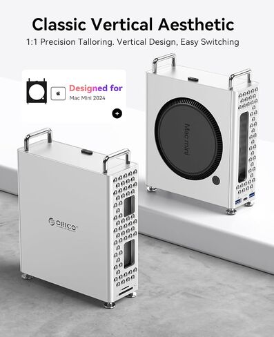 موقف Orico Minipro مع 1 تيرابايت NVME SSD ، 4-في 1 USB-C HUB لنظام MAC MINI ، ونقل البيانات عالية السرعة 10 جيجابت في الثانية ، وتصميم خالي من الأدوات ، وحماية من السيليكون الناعم ، ومحلول التخزين الخارجي (MS10-1T) in Saudi Arabia