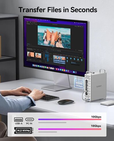 موقف Orico Minipro مع 1 تيرابايت NVME SSD ، 4-في 1 USB-C HUB لنظام MAC MINI ، ونقل البيانات عالية السرعة 10 جيجابت في الثانية ، وتصميم خالي من الأدوات ، وحماية من السيليكون الناعم ، ومحلول التخزين الخارجي (MS10-1T) in Saudi Arabia