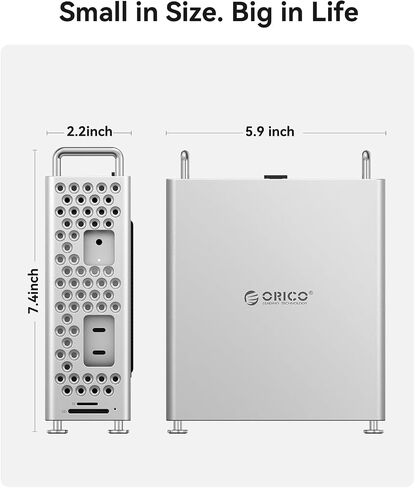موقف Orico Minipro مع 1 تيرابايت NVME SSD ، 4-في 1 USB-C HUB لنظام MAC MINI ، ونقل البيانات عالية السرعة 10 جيجابت في الثانية ، وتصميم خالي من الأدوات ، وحماية من السيليكون الناعم ، ومحلول التخزين الخارجي (MS10-1T) in Saudi Arabia
