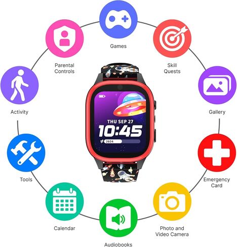 Playzoom 4 Kids Smartwatch ، Tech Tech Toy -25+ Games ، Camera Selfie ، CofmoBooks ، Tracker Step ، مقاومة للمياه ، عناصر التحكم الوالدية ، بطارية طويلة ، Ages4-12 in Saudi Arabia