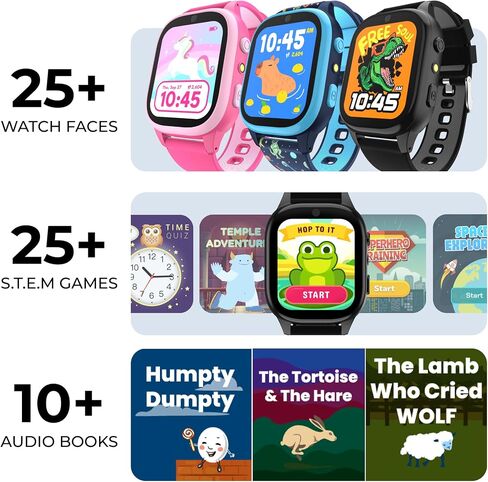 Playzoom 4 Kids Smartwatch ، Tech Tech Toy -25+ Games ، Camera Selfie ، CofmoBooks ، Tracker Step ، مقاومة للمياه ، عناصر التحكم الوالدية ، بطارية طويلة ، Ages4-12 in Saudi Arabia