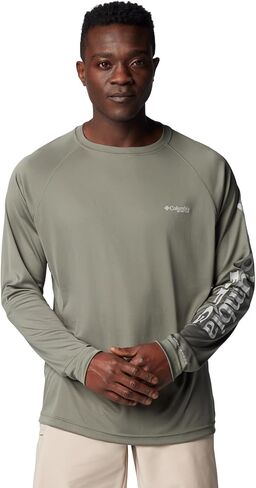 Columbia Men's Terminal Tackle Long Sleeve Shirt, Cool Grey, Vivid Blue Logo, 3X/Tall in Saudi Arabia