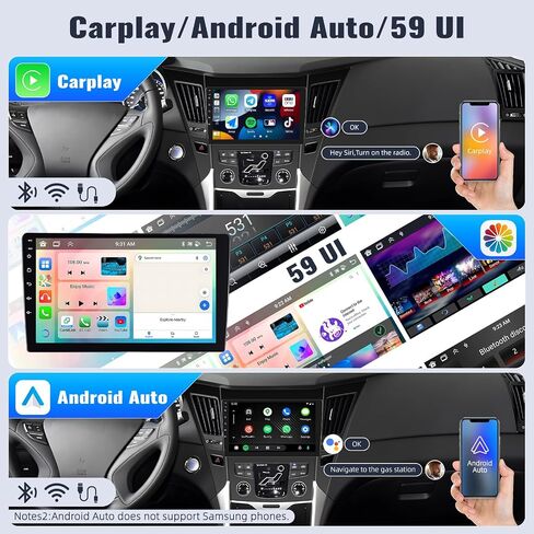 Sixwin Android 13 6G+128G Stereo Car Stereo لـ Hyundai Sonata 2010-2015 9 بوصة اللمسات التي تعمل باللمس مع Radio Carplay Android Auto Bluetooth Weather 59UI GPS NOVIGINE WIFI Radio 32EQ in Saudi Arabia