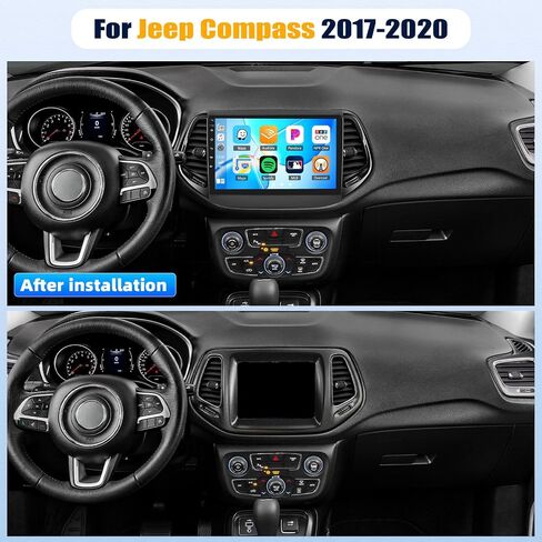 [4G+64G] 8-CORED QUALCOMM Android 15 Car Stereo لـ Jeep Compass 2017 2018 2018 2020 مع رابط Carplay & Android Auto & Mirror ، 10.1 "Radio مع Bluetooth5.1 GPS WiFi FM/RDS DSP EQ+كاميرا احتياطية in Kuwait