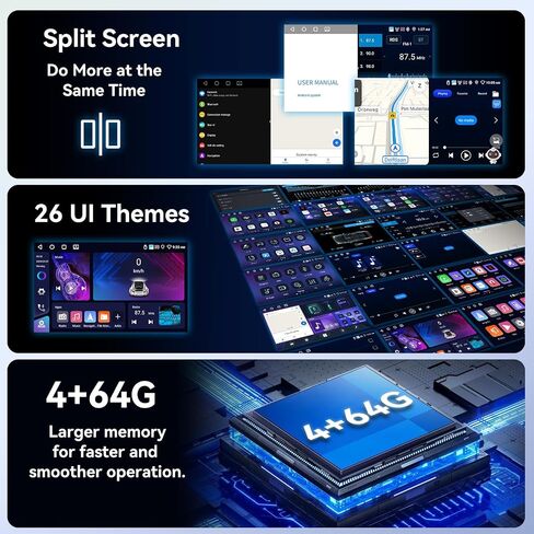 [4G+64G] 8-CORED QUALCOMM Android 15 Car Stereo لـ Jeep Compass 2017 2018 2018 2020 مع رابط Carplay & Android Auto & Mirror ، 10.1 "Radio مع Bluetooth5.1 GPS WiFi FM/RDS DSP EQ+كاميرا احتياطية in Kuwait