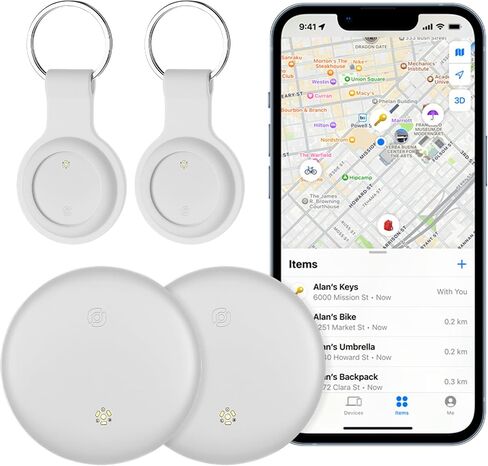 2 Pack Item Finder Works with Apple Find My (iOS Only), Bluetooth Tracker with Keychain & Case, Luggage Locator, Tracking Tags, Anti-Lost Device for Keys, Wallets, Bags, Pets (2 Pack-White) in Saudi Arabia