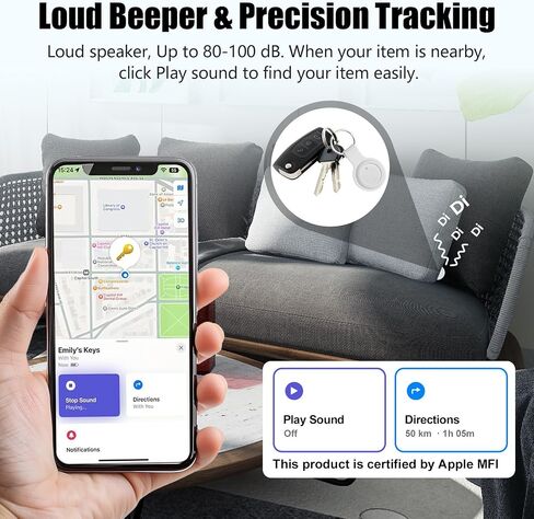 2 Pack Item Finder Works with Apple Find My (iOS Only), Bluetooth Tracker with Keychain & Case, Luggage Locator, Tracking Tags, Anti-Lost Device for Keys, Wallets, Bags, Pets (2 Pack-White) in Saudi Arabia