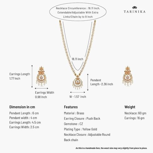 TARINIKA Antique Gold Plated Myra Long Necklace Set with Peacock Design - Indian Jewelry Sets for Women | Perfect for Ethnic Occasions | Traditional Indian Jewelry set | 1 Year Warranty* in Saudi Arabia