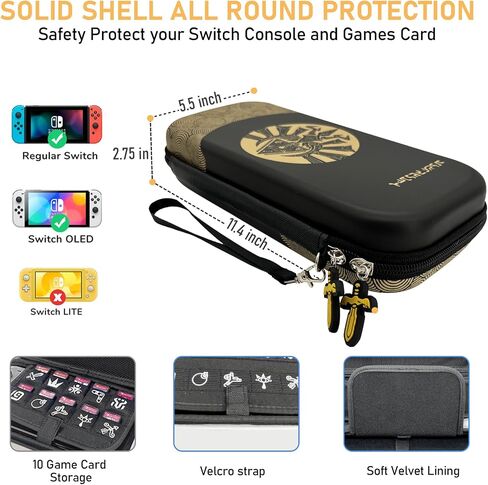 CHIKIXSON CARMERING DASE لـ Nintendo Switch 2 (2025) ، حقيبة سفر قذيفة صلبة مع 10 فتحات بطاقة لعبة ، محمولة ، سحاب موضوع ، أسود in Saudi Arabia