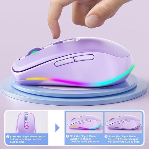 الماوس اللاسلكي ، USB C Mouse مع Jiggler - Type Type Type Type Type C ، مستقبل USB & Type C ، محرك Jiggler المتوافق مع MacBook و iPad و Windows Laptop/Computer - Purple (ترقية) in Saudi Arabia