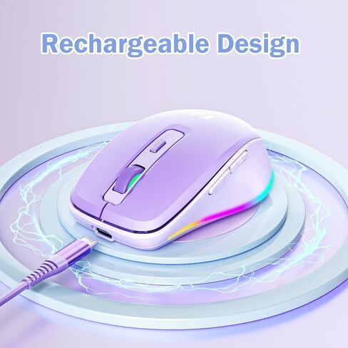 الماوس اللاسلكي ، USB C Mouse مع Jiggler - Type Type Type Type Type C ، مستقبل USB & Type C ، محرك Jiggler المتوافق مع MacBook و iPad و Windows Laptop/Computer - Purple (ترقية) in Saudi Arabia