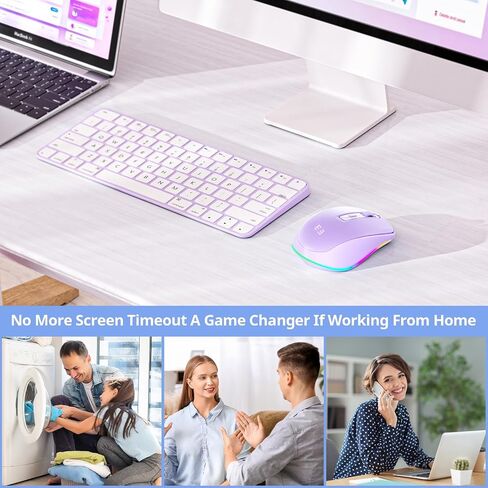 الماوس اللاسلكي ، USB C Mouse مع Jiggler - Type Type Type Type Type C ، مستقبل USB & Type C ، محرك Jiggler المتوافق مع MacBook و iPad و Windows Laptop/Computer - Purple (ترقية) in Saudi Arabia