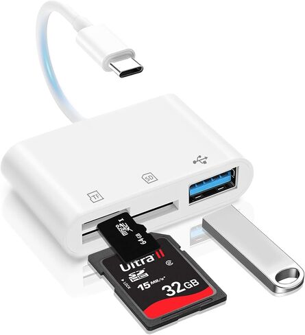 قارئ بطاقة USB C SD لمحول iPhone ، وقارئ بطاقات الذاكرة 3 في 1 مع محول كاميرا USB ، ومحول الكاميرا الرقمية iPhone 15/16 ، و iPad ، و Mac ، و MacBook Pro/Air ، و Android ، والكمبيوتر المحمول in Saudi Arabia
