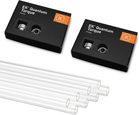 EKWB EK-Quantum Torque HDC-12 Compression Fittings (12-pack) and 12mm Acrylic Rigid Tubing (500mm x8) Bundle, Nickel in Saudi Arabia