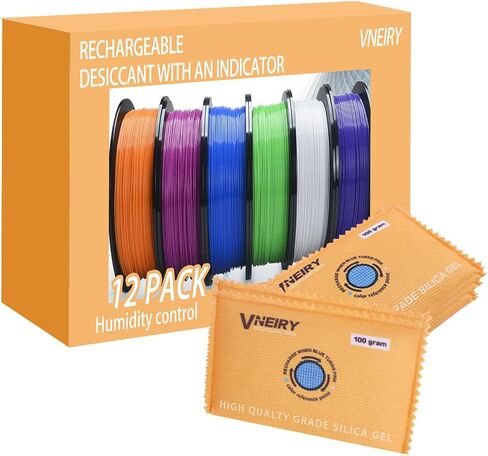 100g Rechargeable Colordot Desiccant packet (12) Reusable Moisture Absorbers with Color Indicator for 3D Filaments, Closets, Cars, Storage Bins, Luggage, Gun Safe & Small Spaces in Saudi Arabia