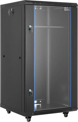 Vevor 22u Server Rack Cabinet ، Mount Network Cabinet Wall Mount ، 23.6 في العمق ، حاوية رف الشبكة مع الباب الزجاجي المقسى ، 4 عجلات ، ألواح جانبية ، لمعدات تكنولوجيا المعلومات 19 '، وأجهزة A/V in Kuwait