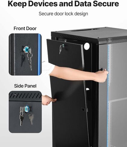 Vevor 22u Server Rack Cabinet ، Mount Network Cabinet Wall Mount ، 23.6 في العمق ، حاوية رف الشبكة مع الباب الزجاجي المقسى ، 4 عجلات ، ألواح جانبية ، لمعدات تكنولوجيا المعلومات 19 '، وأجهزة A/V in Kuwait