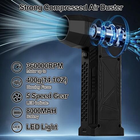 Electric Air Duster 360000RPM Compressed Air Duster with 5 Gear Adjustable Electric Duster for Keyboard PC Cleaning in Saudi Arabia