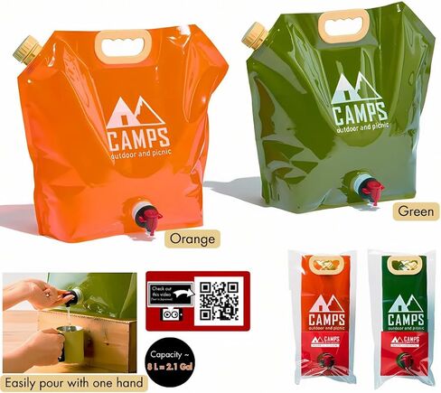 Collapsible Water Container Bag, BPA-Free, Portable, Foldable, 8 Liters/2.1 Gallons, Outdoor, Camping, Hiking, Weather Emergencies, Sports, Survival Kit in Saudi Arabia