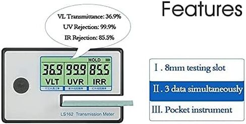Linshang Portable Solar Test Meter, Measure Side Windshield, Window Tint and Window Film Glass, Meter Tester UV IR Rejection Spectrum Tester IR 1400nm UV 365nm VL 380nm - 760nm Full wavelength in Saudi Arabia