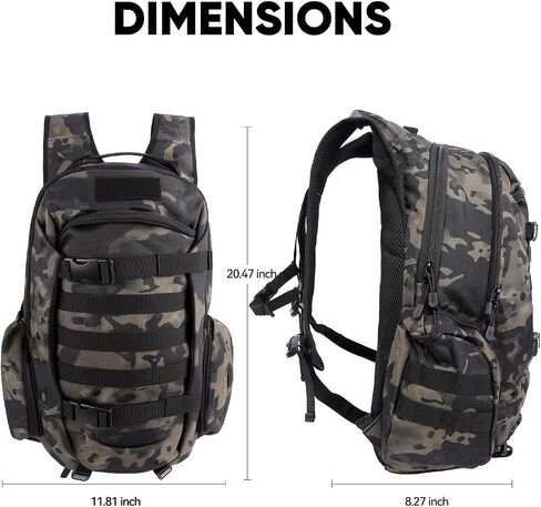 35L Tactical Backpack for Men, MOLLE Military Bug Out Bag, Waterproof Rucksack for Hiking with Hydration Port Balck CP in Saudi Arabia