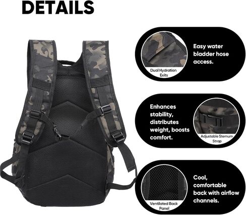 35L Tactical Backpack for Men, MOLLE Military Bug Out Bag, Waterproof Rucksack for Hiking with Hydration Port Balck CP in Saudi Arabia