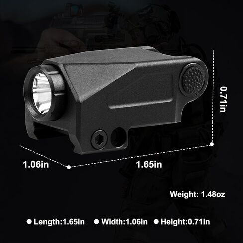 500 Lumens Green Pistol Light for Glock，Mini Pistol Flashlight Picatinny Rail Mounted USB-TypeC Rechargeable Weapon Light, Aluminum Tactical Flashlight for gun with Strobe Function Fits Taurus Black in Saudi Arabia
