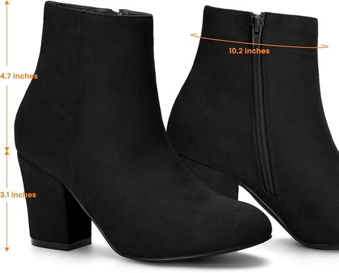 Allegra K Women's Round Toe Side Zip Chunky Heel Ankle Boots in Kuwait